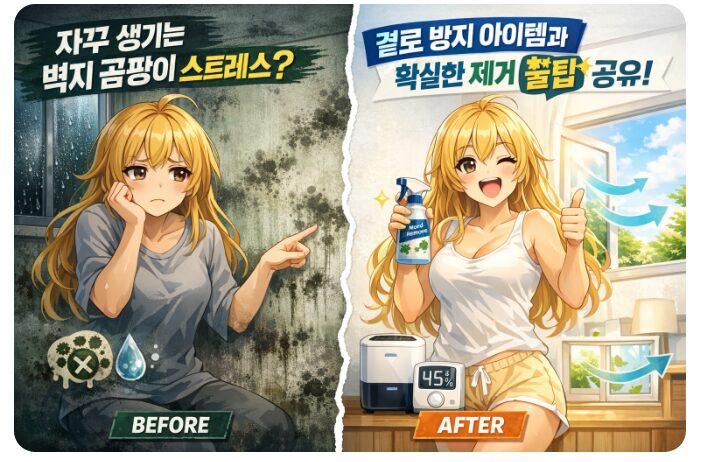 자꾸 생기는 벽지 곰팡이 스트레스? 결로 방지 아이템과 확실한 제거 꿀팁 공유!